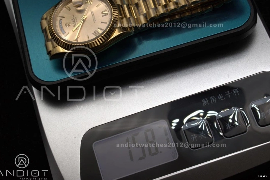 Gold RG DayDate 40 Dial GSF on Gain President Roman Bracelet Weight A2836 0406